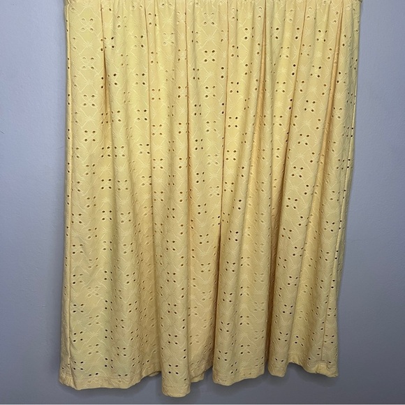 Ronni Nicole Yellow Eyelet Stretch Dress Sze 12 Fully Lined Summer Vtg Style EUC - Picture 3 of 7